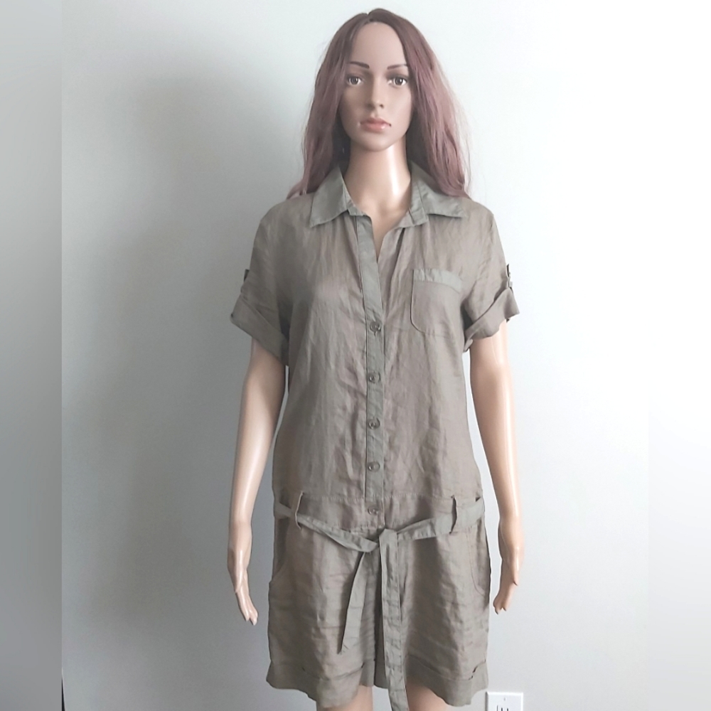 Mexx sage green linen cargo romper